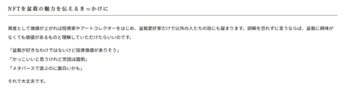 盆栽NFT　Bonvoyage